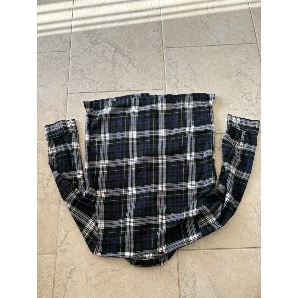Polo Ralph Lauren Men's Cotton Blue Green Plaid Long Sleeve Sleep Shirt
